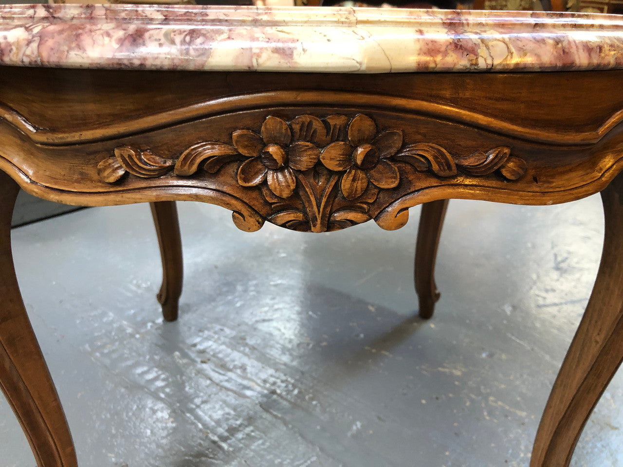 Louis XV th Style Walnut Marble Top Round Coffee Table | Antique & Vintage | Moonee Ponds Antiques | Australia Wide Delivery
