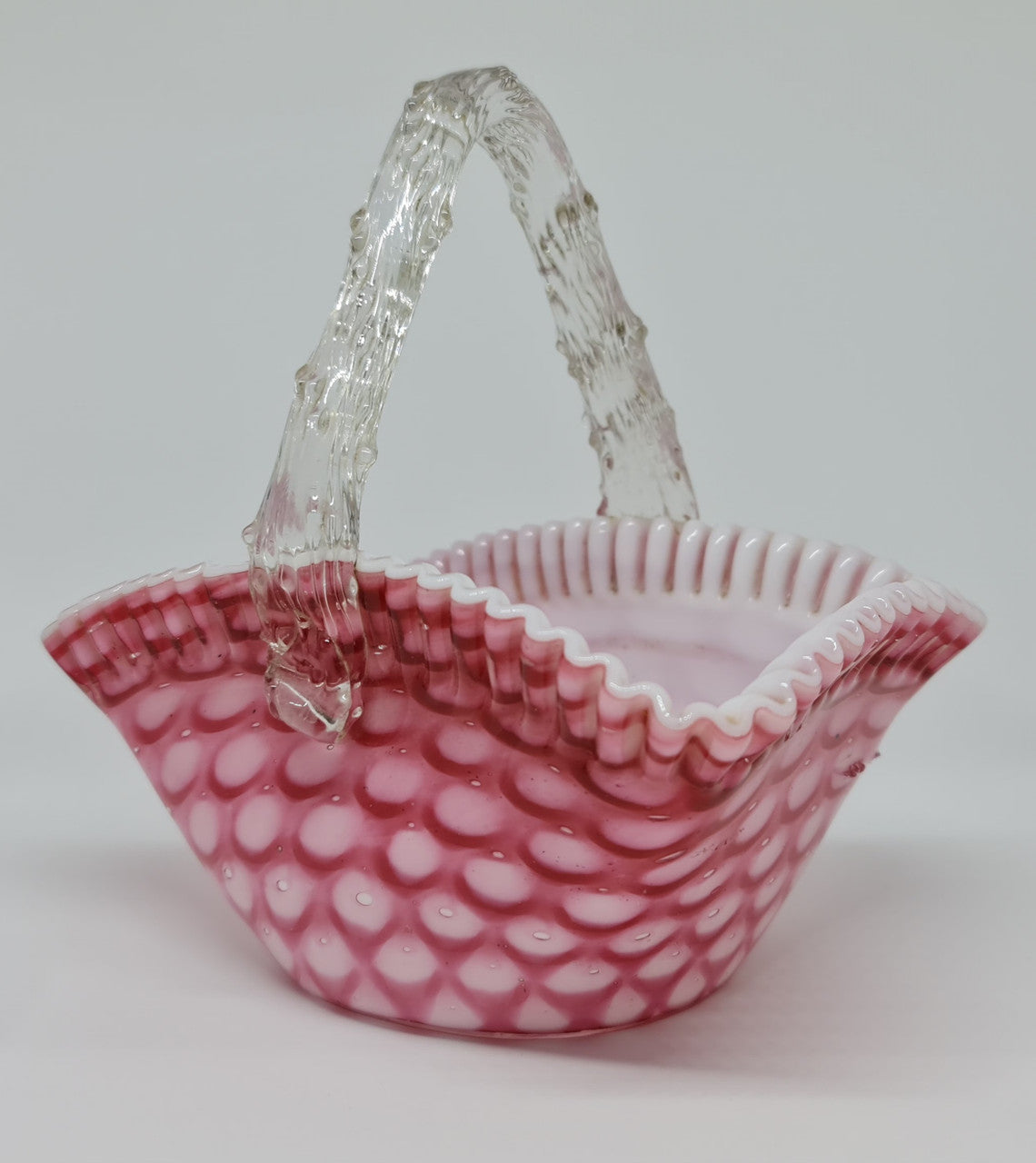 Beautiful hand made Victorian glass basket, in amazing original condition.