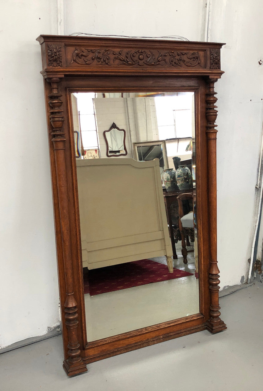 French Henry II Style Oak Mantle Mirror | Antique & Vintage | Moonee Ponds Antiques | Australia Wide Delivery