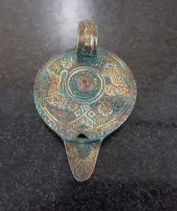 Antique Roman Style Bronze Oil Lamp Traces Of Original Gilding | Antique & Vintage | Moonee Ponds Antiques | Australia Wide Delivery