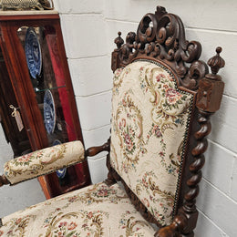Early 19th Century French renaissance beautifully carved chair with stunning new upholstery. In good original condition with new upholstery.