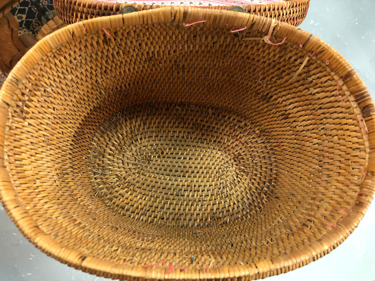 Beautiful Antique Cane Basket With Metal Handles & Latch | Antique & Vintage | Moonee Ponds Antiques | Australia Wide Delivery