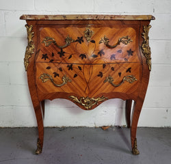 French Louis XV Style 2 Drawer Commode With Ormolu Trim & Marble Top | Antique & Vintage | Moonee Ponds Antiques | Australia Wide Delivery