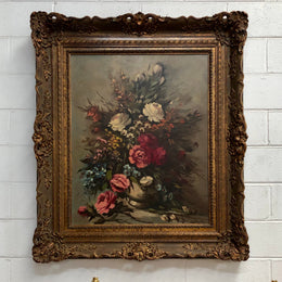 Beautiful French Framed Floral Oil On Canvas