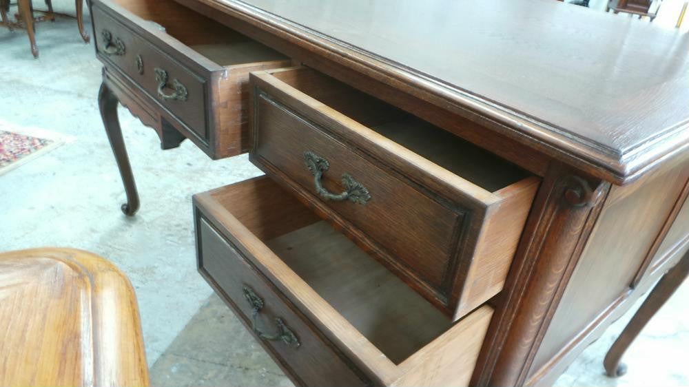 French Oak Partners Desk-2 | Antique & Vintage | Moonee Ponds Antiques | Australia Wide Delivery
