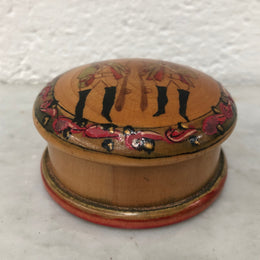 Vintage Treen Hand-Painted Trinket Box