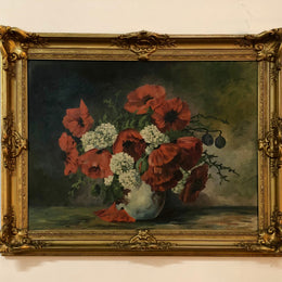 Beautiful Antique Dutch Framed Floral Oil Painting