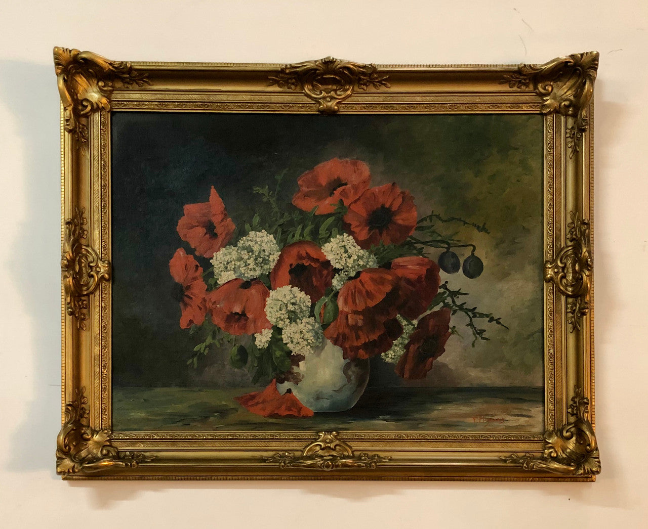 Beautiful Antique Dutch Framed Floral Oil Painting