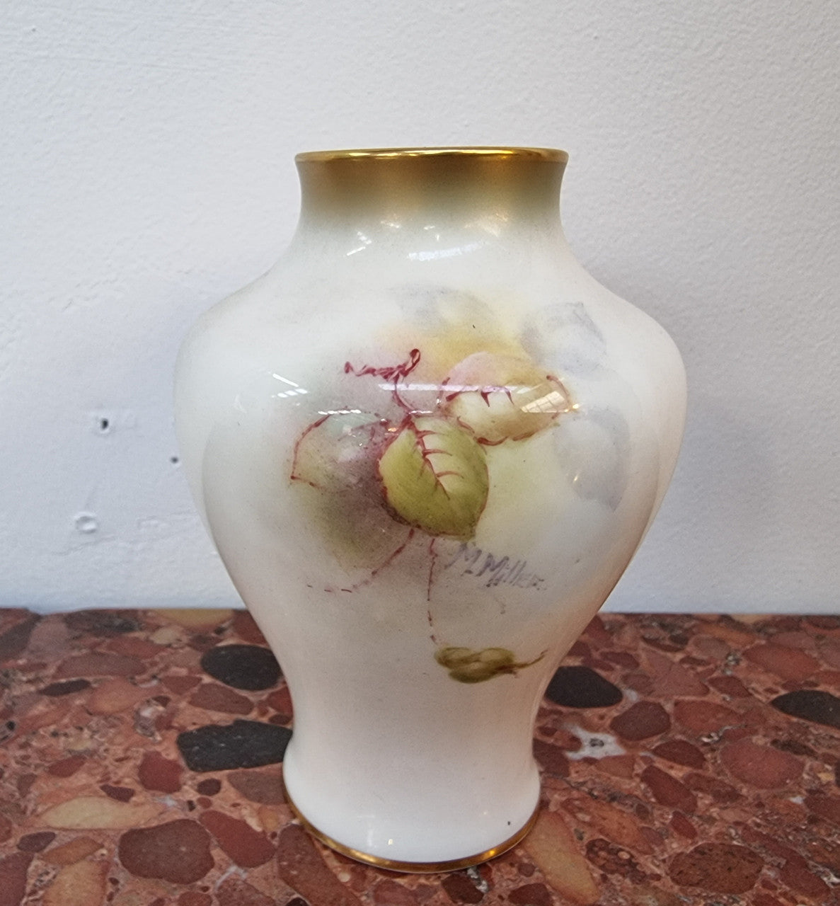 Royal Worcester Hand Painted Vase Signed M. Miller