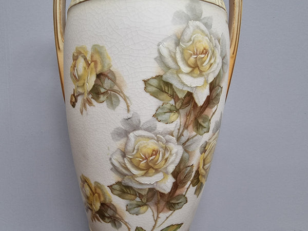 Lovely pair of Edwardian floral vases from Austria with beautiful roses on them in good original condition. Some crazing throughout please view photos as they help form past of the description.