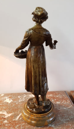 Rare French Bronze "Flower Seller" By Eugene Antoine Aizelin | Antique & Vintage | Moonee Ponds Antiques | Australia Wide Delivery