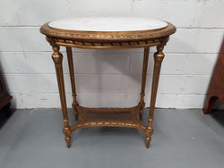 Antique French Louis XVI Style Oval Inset Marble Top & Giltwood Salon Table | Antique & Vintage | Moonee Ponds Antiques | Australia Wide Delivery
