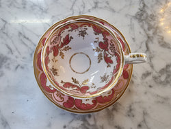 Early Victorian Cup and Saucer Patterned In Pink & Gold Tone | Antique & Vintage | Moonee Ponds Antiques | Australia Wide Delivery