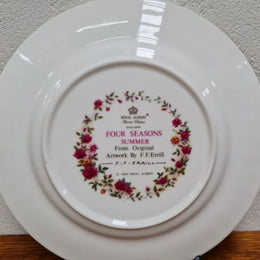 Four Seasons Summer Royal Albert plate from original artwork by F.F.Errill. Marked 1989. Has a lovely gold trim in good original condition. Please view photos as they form part of the description.