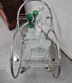 Stylish Art Deco Chrome & Frosted Glass Drinks Trolley | Antique & Vintage | Moonee Ponds Antiques | Australia Wide Delivery