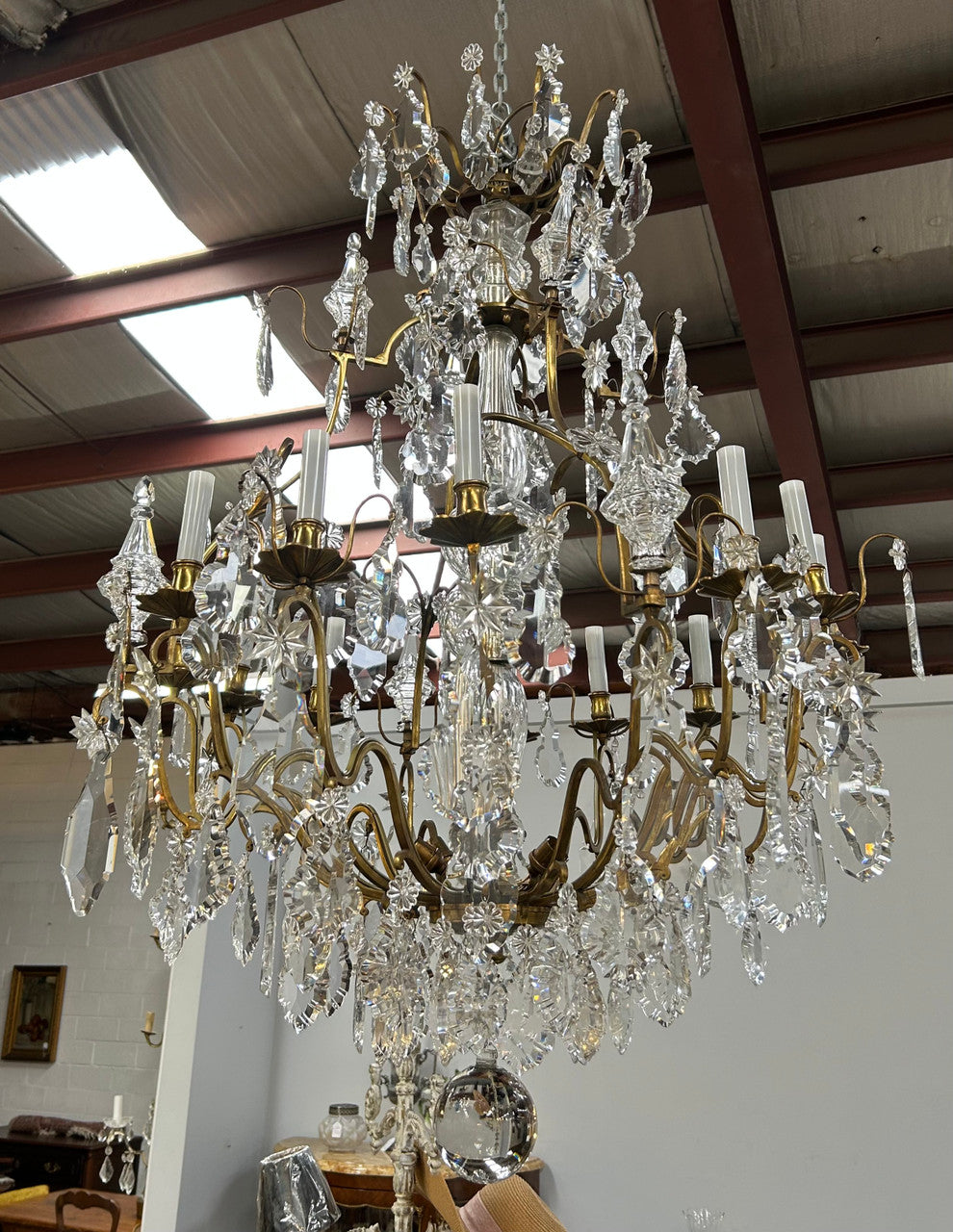 Large antique store crystal chandelier