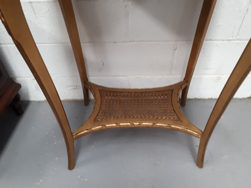 Antique French 19th century inset marble top & giltwood side/salon table. In good condition. Circa 1890.