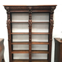 Antique 19th Century French Beautifully Carved Open Bookcase