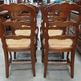 Set of Six French Oak Dining Chairs-2