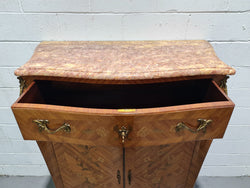 French Louis XV Style Marquetry Inlaid Marble Top Side Cabinet | Antique & Vintage | Moonee Ponds Antiques | Australia Wide Delivery