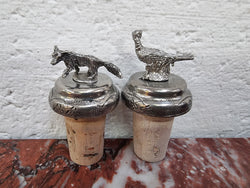 “Past Times” Pair of Pheasant and Fox Cork Bottle Stoppers | Antique & Vintage | Moonee Ponds Antiques | Australia Wide Delivery