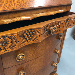 Tudor Style Oak Drop Down Writing Desk for sale at Moonee Ponds Antiques showroom in Airport West