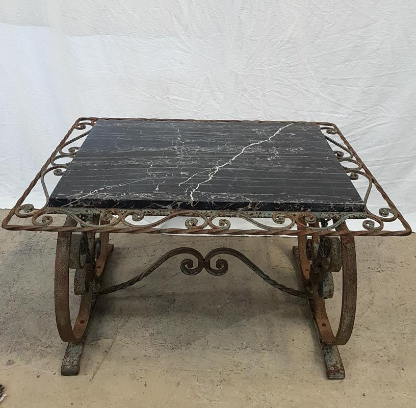French Portoro Marble Top Wrought Iron Coffee Table | Antique & Vintage | Moonee Ponds Antiques | Australia Wide Delivery