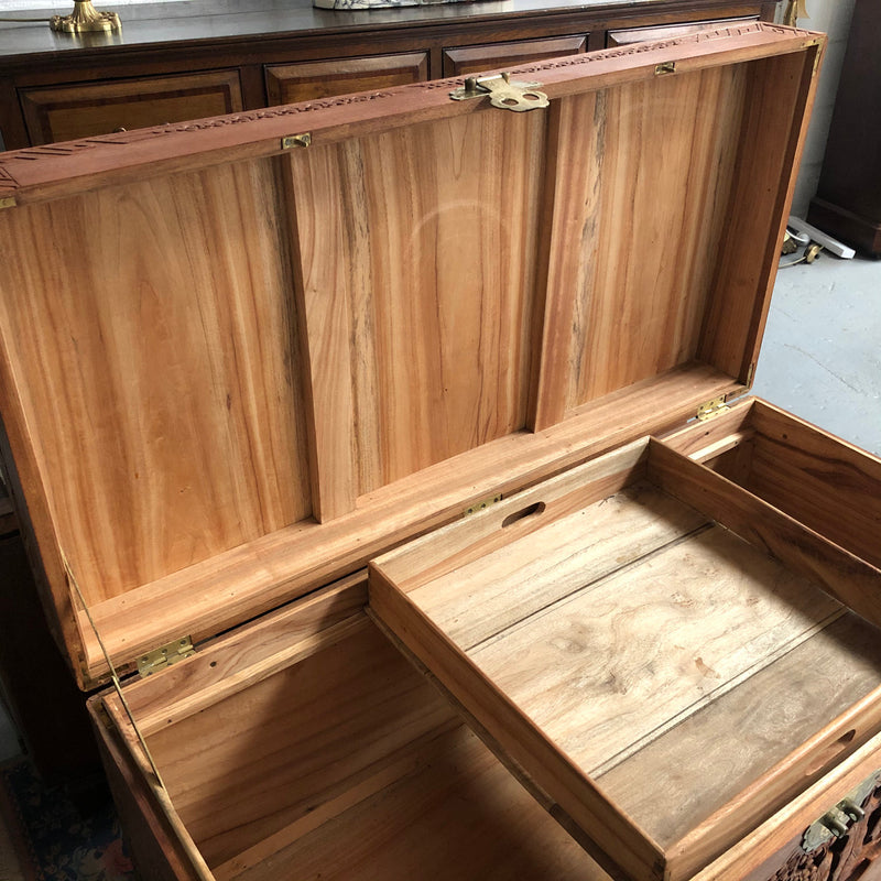 Chinese Carved Camphor Wood Chest