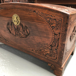 Antique Chinese Carved Camphor Wood Chest