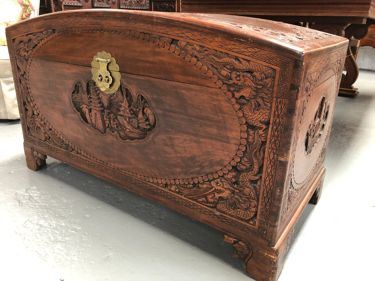 Antique Chinese Carved Camphor Wood Chest | Antique & Vintage | Moonee Ponds Antiques | Australia Wide Delivery