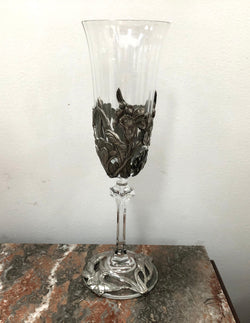 Royal Selangor Floral Pewter and Crystal Fluted Glass | Antique & Vintage | Moonee Ponds Antiques | Australia Wide Delivery