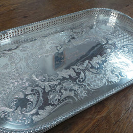 Decorative Silver Plated Rectangular Drinks Tray