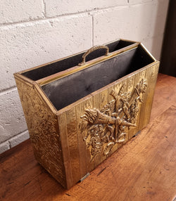 Vintage Brass Repousse Hammered Magazine Holder Rack | Antique & Vintage | Moonee Ponds Antiques | Australia Wide Delivery
