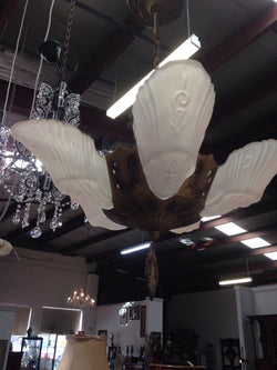 Deco Five Slip Shade Ceiling Light | Antique & Vintage | Moonee Ponds Antiques | Australia Wide Delivery