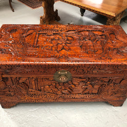 Lovely Carved Camphor Wood Chest