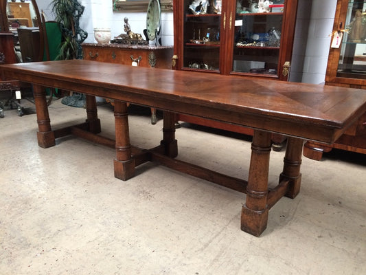 French Parquetry Top Farmhouse Table