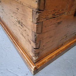 Lovely Pine chest / blanket box with loads of rustic character and iron hardware. This piece would also make a great coffee table, and is in good original condition.