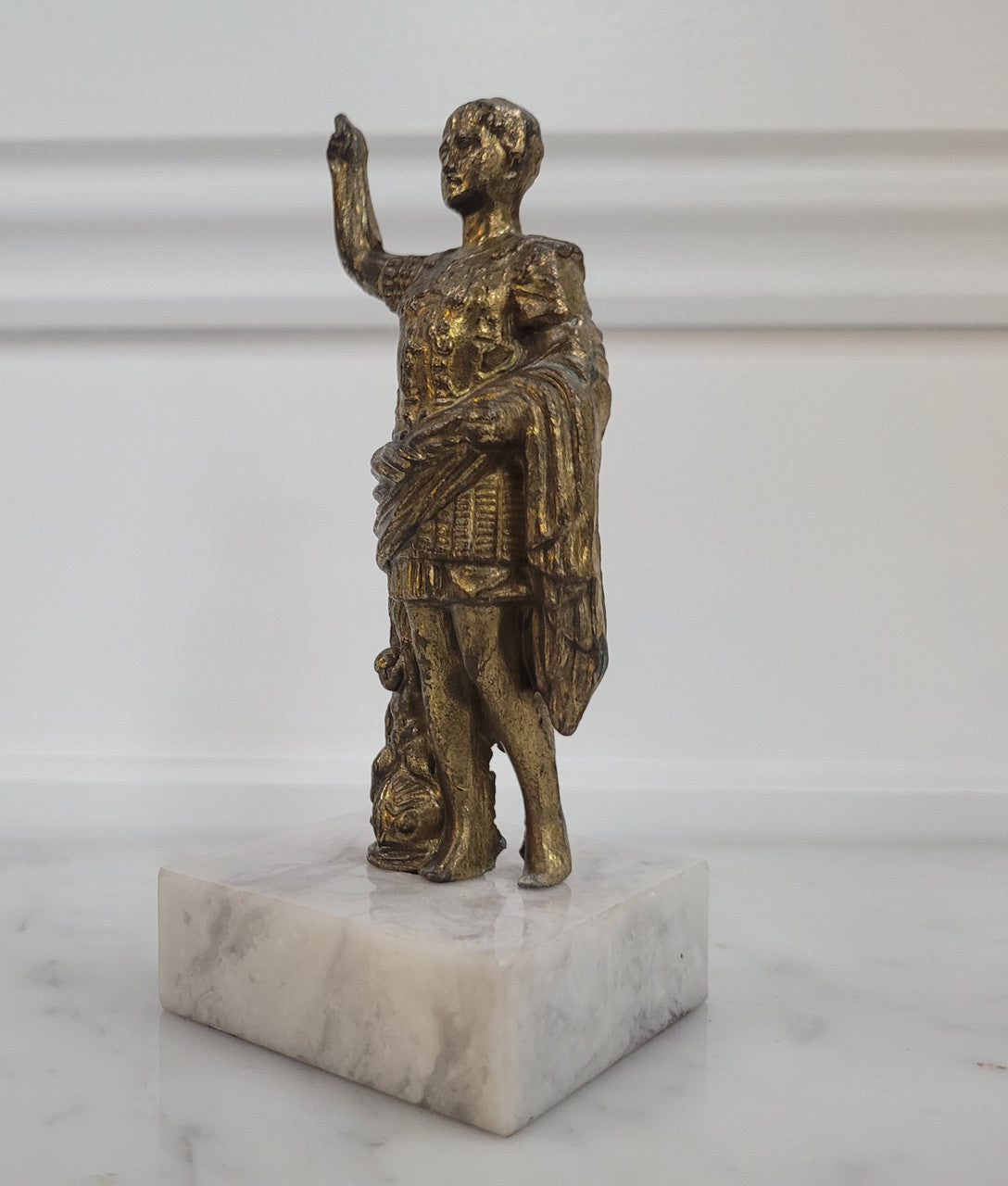 Vintage Cast Brass Figure Julius Caesar On Marble Base | Antique & Vintage | Moonee Ponds Antiques | Australia Wide Delivery