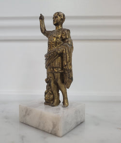 Vintage Cast Brass Figure Julius Caesar On Marble Base | Antique & Vintage | Moonee Ponds Antiques | Australia Wide Delivery