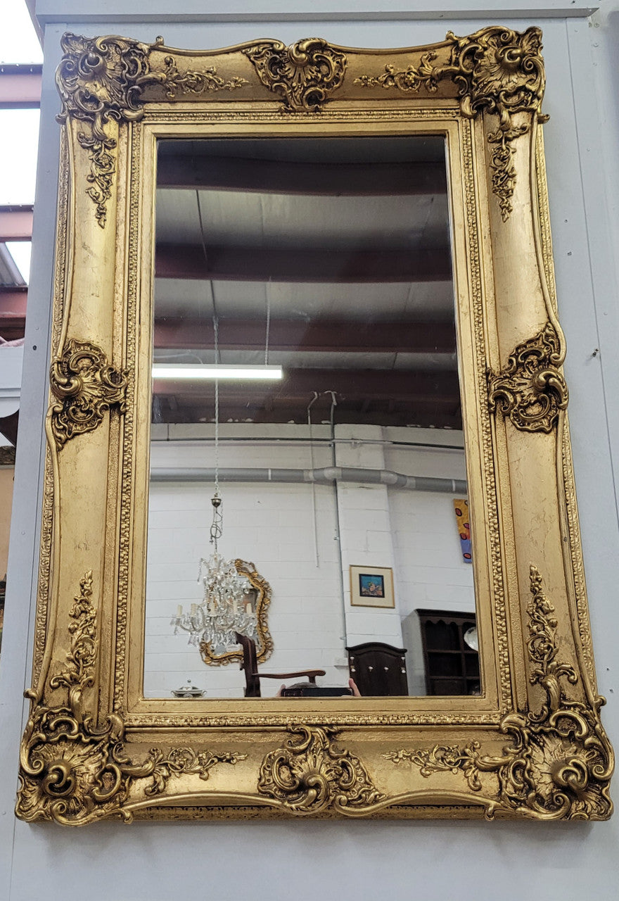 Stunning Antique Carved Gilt Wood Framed Mirror