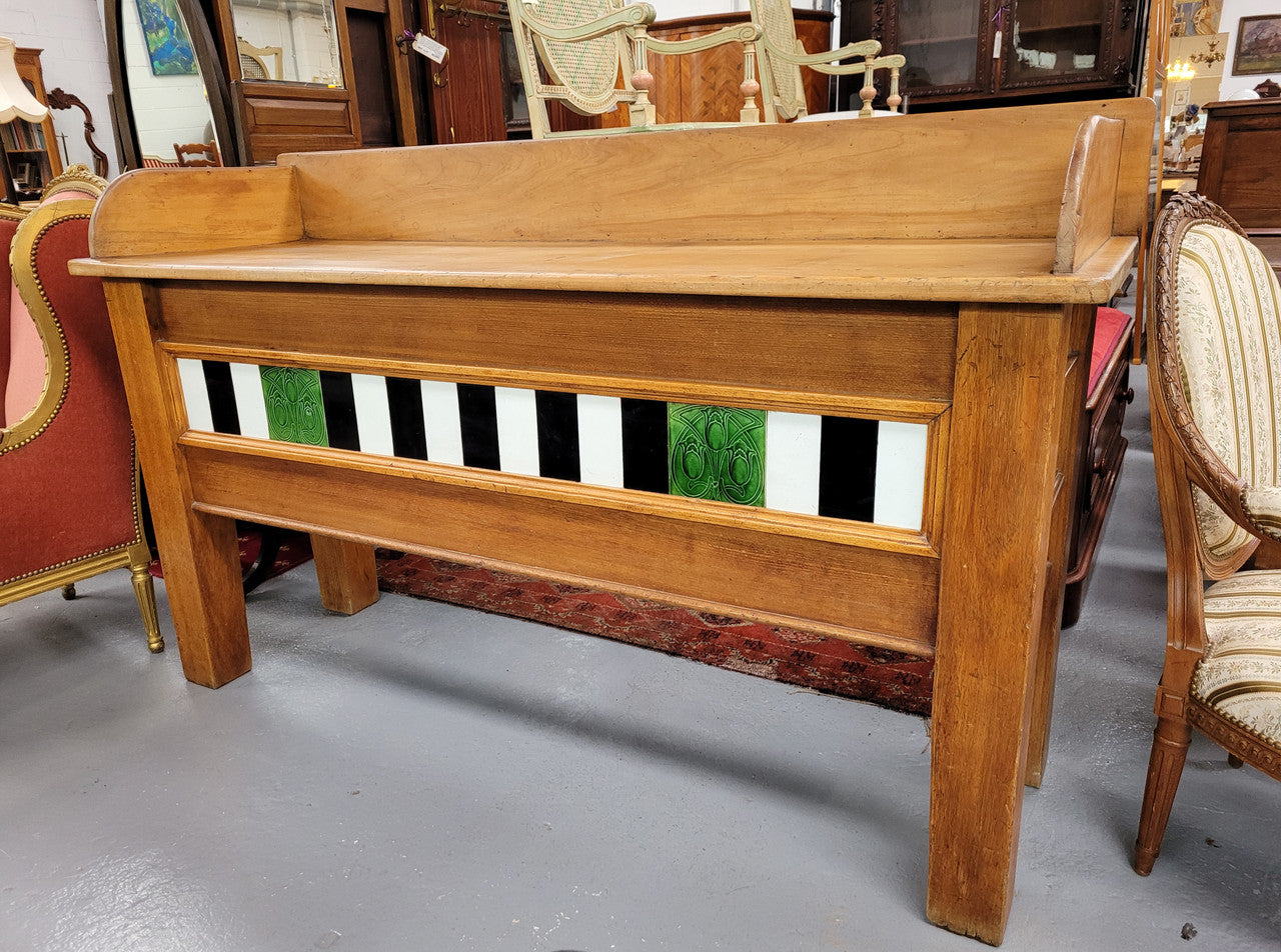 Australian Kauri Pine Preparation Bench Decorated With Original Tiles | Antique & Vintage | Moonee Ponds Antiques | Australia Wide Delivery