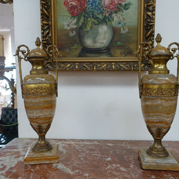 Alabaster And Gilt French Urns