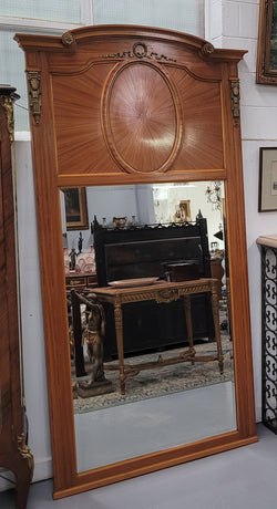 Stunning Long Louis XV Style Satinwood & Bronze Trumeau Mirror | Antique & Vintage | Moonee Ponds Antiques | Australia Wide Delivery