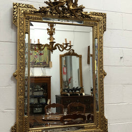 19th Century French Cushion Mirror With Acid Etched Pattern