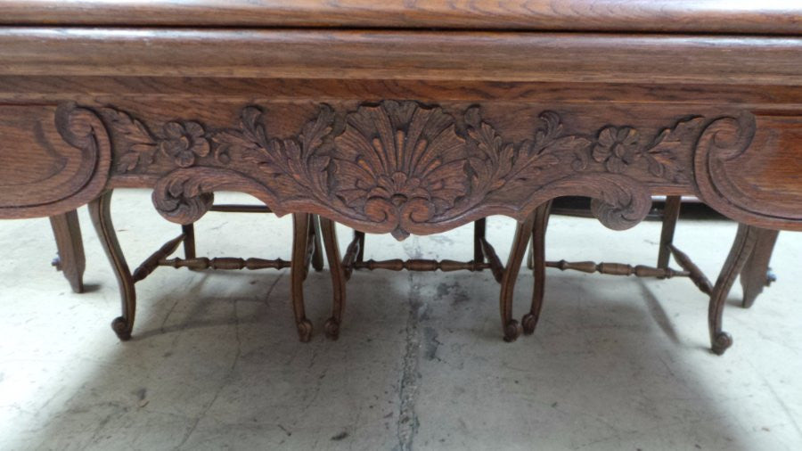 Large Carved French Oak Extension Table