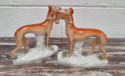 Superb Pair of Staffordshire Pottery Greyhounds | Antique & Vintage | Moonee Ponds Antiques | Australia Wide Delivery