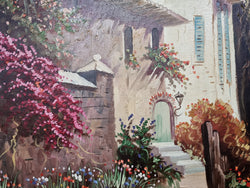 Large Signed Oil On Canvas " Mediterranean Coastal Scene" In Gilt Frame Sourced From France | Antique & Vintage | Moonee Ponds Antiques | Australia Wide Delivery