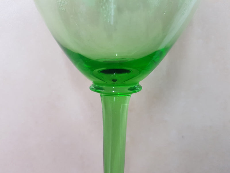 Green Etched Goblet