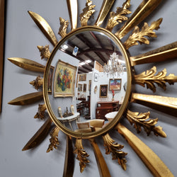 Stunning French Vintage Gilt Metal Starburst Convex Mirror | Antique & Vintage | Moonee Ponds Antiques | Australia Wide Delivery