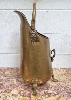 French Brass Coal Bucket With Lion Heads | Antique & Vintage | Moonee Ponds Antiques | Australia Wide Delivery
